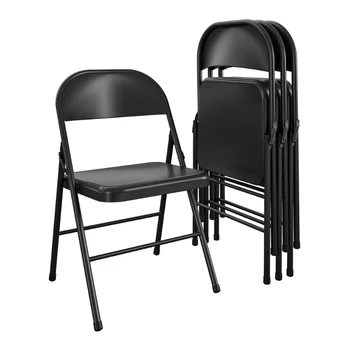 Складной стул из нержавеющей стали Mainstays (4 упаковки), черный