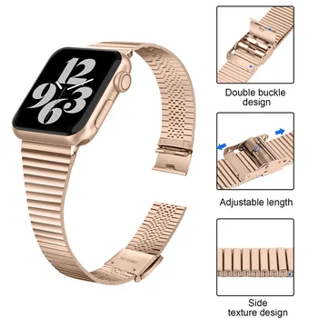 Для Apple Watch Series 7 SE 6 5 4 3 2 1 Черный браслет-ремешок из нержавеющей Стали Для Iwatch Band 41 мм 45 мм 38 мм 40 мм 42 мм 44 мм Ремешок