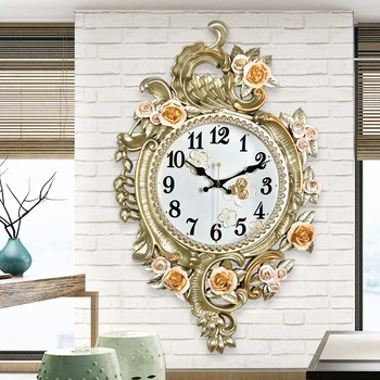 Роскошные настенные часы для гостиной Современный дизайн Антикварные Классические Интерьерные настенные часы Винтажные украшения для гостиной AB50WC
