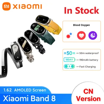 Xiaomi Mi Band 8 Смарт-Браслет AMOLED Экран Частота Сердечных Сокращений Кислород В Крови Bluetooth Спортивные Часы Водонепроницаемые Xiaomi Miband8 Smart Band
