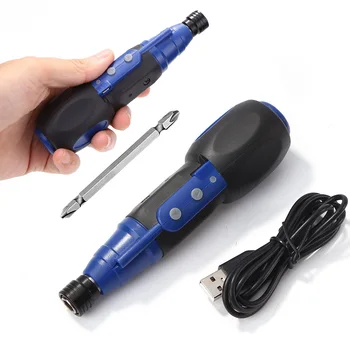 Мини-электрическая отвертка с противоскользящей ручкой, прямая стержневая отвертка, USB-аккумуляторная электрическая дрель, ручные инструменты 