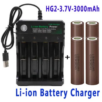 100% Новинка.Original,HG2 3000mAh Batería de iones de litio linterna recargable 18650, 3,7 V, para Linterna + cargador USB