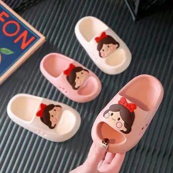Детские мультяшные тапочки, домашние Милые сандалии принцессы, летняя уличная одежда для мальчиков и девочек, удобные тапочки из ПВХ