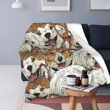Одеяло для Шотландских Собак Породы Акита-Ину, Подарок для Любителя Животных, Шерстяное Потрясающее Теплое Покрывало для Стула, Покрывающее Диван Зимой
