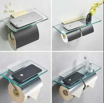 стеклянный держатель для бумаги, подставка для туалетной бумаги, подставка для рулонов туалетной бумаги двойного назначения, подвесной держатель для рулонов бумаги