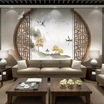 beibehang Ручная роспись трехмерный пейзаж с настроением цветы и птицы ТВ фон стены на заказ большие настенные обои