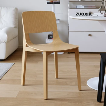 Скандинавский Современный минималистичный Обеденный стул из массива дерева, Ретро-Дизайнерские ресторанные стулья, Деревянные стулья с непринужденной спинкой