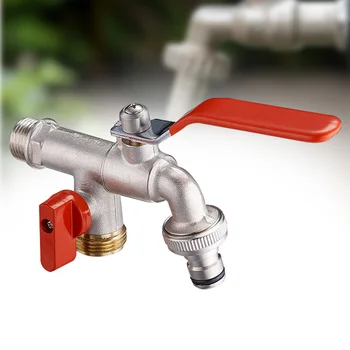 Латунный водопроводный кран для садовых смесителей 90-градусный водопроводный кран с двойным клапаном 1/2 дюйма, смеситель для садового инструмента, адаптер для садового крана
