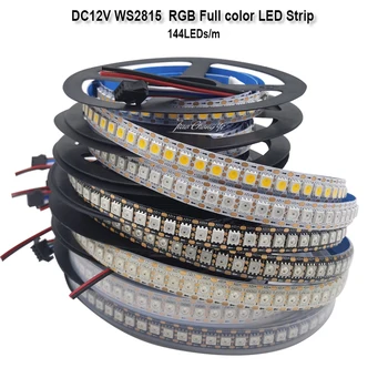 DC12V WS2815 адресуемая светодиодная лента 5050 RGB с Двойным Сигналом 144 пикселя/м RGB Полноцветная Световая Лента IP30/65/67 водонепроницаемая