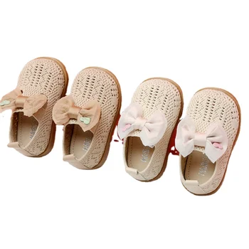 Детская весенне-летняя осенняя обувь из полой сетки Для мальчиков из детского сада Бежевые тонкие туфли для девочек 0-3 лет