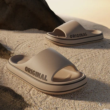 Модные летние тапочки для мужчин, облачные шлепанцы с мягкой подошвой из ЭВА, легкая пляжная обувь для мужчин, подходящая для помещений и улицы.