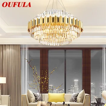 Подвесной светильник OUFULA в стиле постмодерн, золотая роскошная хрустальная светодиодная лампа, Люстра для домашней столовой Гостиной