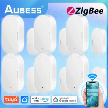 AUBESS ZigBee Датчик Открывания Двери Окна В Закрытом Состоянии Детектор Tuya Smart Life Домашняя Охранная Сигнализация Alexa Google Home