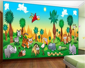 обои beibehang, 3D наклейка на стену, фотообои с изображением лесных животных, обои для домашнего интерьера для детской комнаты