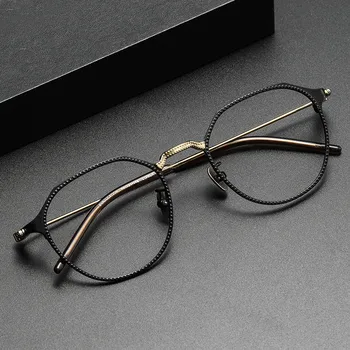 Сверхлегкая Винтажная оправа для деловых очков, женские Простые, могут соответствовать оптическим рецептурным очкам PureTitanium, Мужские Нерегулярные очки