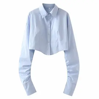 Весенняя Белая рубашка в корейском стиле с длинным рукавом, женские сексуальные топы на пуговицах, блузка, уличная новинка в женской одежде 2023