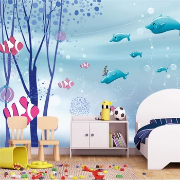 Индивидуальные большие обои 3d милый мультфильм подводный мир океана фон детской комнаты украшение стен живопись обои