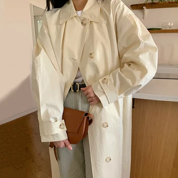 Женское длинное пальто British Windbreak, модный классический однобортный свободный непромокаемый тренч