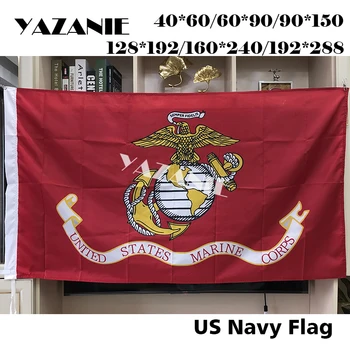 Ткань Полиэстер, Флаги и баннеры морской пехоты Соединенных Штатов АМЕРИКИ USMC, латунные втулки, военный развевающийся баннер