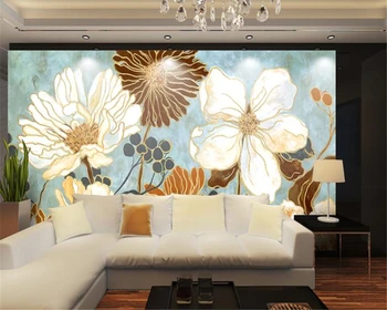 beibehang Шелковая ткань Американская ретро линия цветок картина маслом обои ТВ фон настенная декоративная живопись 3d обои