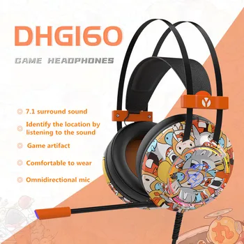 DHG 160 PC компьютерные игровые наушники для прослушивания 7.1-канального звука, сабвуфер с микрофоном, RGB-гарнитура