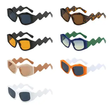 Женские и мужские очки, трендовые солнцезащитные очки Y2K оттенков в стиле панк, солнцезащитные очки с изогнутыми ножками 