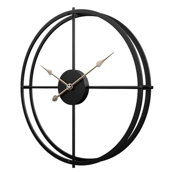 24 дюйма 60 см, простые бесшумные большие настенные часы в стиле ретро из железа для домашнего декора, высокое качество, новое поступление 2020 года - черный + золотой