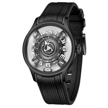 OBLVLO Мужские роскошные часы 42 мм Механические наручные часы со светящимся водонепроницаемым сапфировым модным концептуальным циферблатом Резиновый ремешок