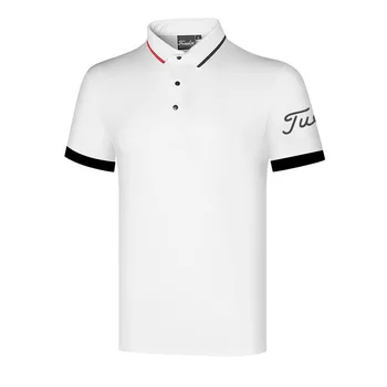 Новая летняя Мужская футболка для гольфа, Дышащая Быстросохнущая Спортивная Высококачественная Свободная Эластичная рубашка-ПОЛО, Влагоотводящая Рубашка С коротким рукавом