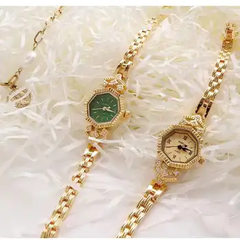 Старинные часы женские часы-браслет, инкрустированные бриллиантами золотые часы для подарков на день Святого Валентина благородный темперамент роскошная мода