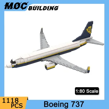 Серия полетов Boeing 737 Ryanair Масштаб 1:80 Реактивный Лайнер MOC Строительный Блок Модель Самолета Игрушечные Кирпичи Для Детей Подарок На День Рождения 1118 шт.