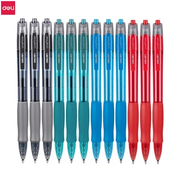 Гелевые ручки Deli с многоразовым и выдвижным шариком, 0,5 мм, синяя, черная, красная заправка, резиновая ручка для плавного письма