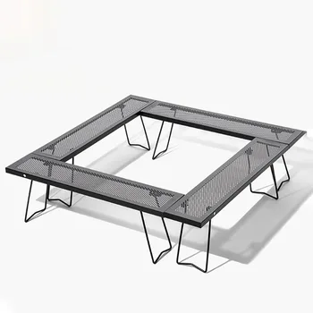 Складной стол для кемпинга в саду, на открытом воздухе, портативный, Многофункциональный, легкий, роскошный, для пикника, пляжа, барбекю, Сшитый Железный Складной стол