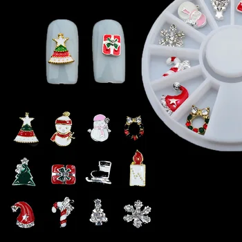12шт /колесо Рождественские металлические украшения для дизайна ногтей в виде снежинок, стразы для аксессуаров для ногтей
