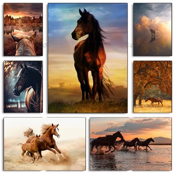 Картина на холсте, настенное изображение лошади, Плакат с изображением лошади, Красота дикого животного, декор комнаты, украшение для дома, Анималистический принт Куадроса