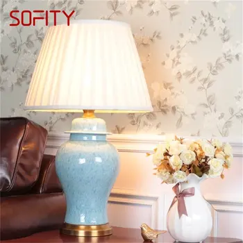 Керамический настольный светильник SOFITY, латунь, Современная роскошная настольная лампа LED для дома, Прикроватной тумбочки, спальни