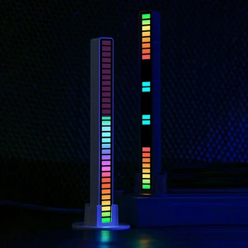 RGB Индикатор синхронного ритма с голосовым управлением, красочная светодиодная лампа для управления звуком, креативный индикатор ритма с голосовой активацией для рабочего стола автомобиля