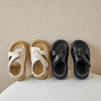Летние детские сандалии, новая пляжная обувь с мягкой подошвой в корейском стиле для мальчиков и девочек, летняя повседневная обувь с открытым носком сандалии для девочек