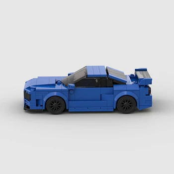 Чемпионы скорости Nissan R34 Skyline GT-R MOC Car, строительные блоки, кирпичи, Креативные гаражные игрушки для мальчиков