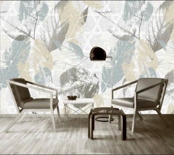 Индивидуальные обои 3d скандинавские ретро листья растений современная минималистичная геометрическая фреска фоновая стена ресторана в гостиной обои