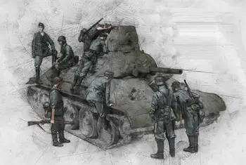 [tuskmodel] фигурки из смолы в масштабе 1 35, Большой набор членов экипажа немецкого танка Второй мировой войны T3160