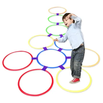 Забавные игрушки для занятий физкультурой и спортом для детей на открытом воздухе Набор решетчатых колец для прыжков Игра с 10 обручами 10 разъемами для игр в парке Для мальчиков и девочек