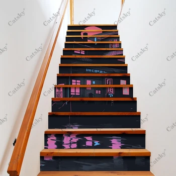 Неоновые наклейки на лестничный пол, водонепроницаемые съемные самоклеящиеся наклейки на лестницу 