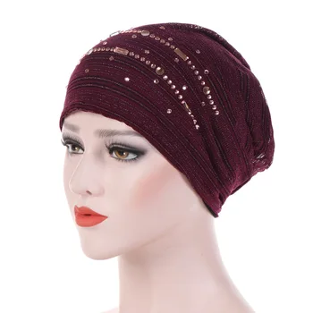 Европейско-американская тонкая кружевная дышащая шляпа-повязка на голову для женщин на весну-осень, хлопковый пуловер в горошек со стразами, одноцветная шляпа
