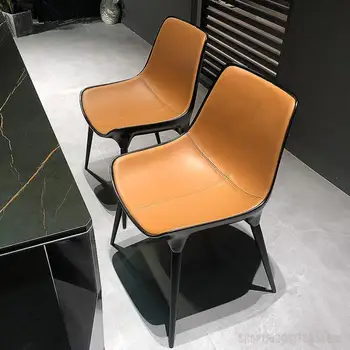 Роскошное дизайнерское обеденное кресло Nordic Light из модной натуральной кожи, Современное простое ресторанное кофейное кресло из домашней ткани