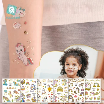 Новая водонепроницаемая детская нашивка для татуировок с мультяшной рукой единорога, наклейка для временных татуировок горячего тиснения, Размер: 160 * 120 мм