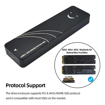 Для MacBook Air/Pro 13-17 Корпус USB3.2 Твердотельный накопитель 10/20 Гбит/с Внешний корпус Поддерживает Протокол PCI-E AHCI/NVME SSD