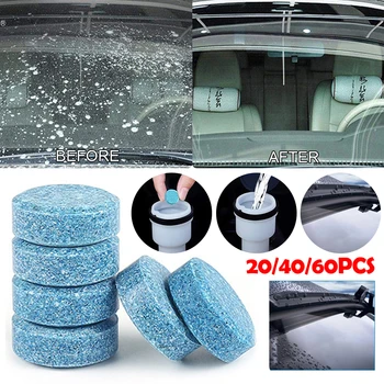 20-60шт Твердый очиститель для чистки стеклоочистителя автомобиля Шипучие таблетки для мытья автомобильных аксессуаров для мытья стекол от пыли