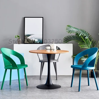 Современные стулья для гостиной Минималистичный Пластиковый Обеденный стул С утолщенной спинкой Стул Nordic Leisure Creative Chair TG