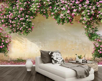 Фотообои на заказ обои Средиземноморское окно фон из розовой розы стена стильный фон для интерьера декоративная роспись